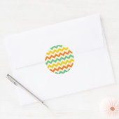 Citrus Lime Green Oranje Yellow Chevron Zigzags Ronde Sticker (Envelop)