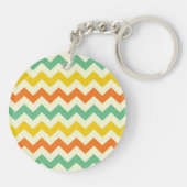 Citrus Lime Green Oranje Yellow Chevron Zigzags Sleutelhanger (Achterkant)