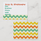 Citrus Lime Green Oranje Yellow Chevron Zigzags Visitekaartje (Voorkant / Achterkant)