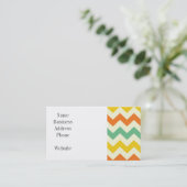 Citrus Lime Green Oranje Yellow Chevron Zigzags Visitekaartje (Staand voorkant)