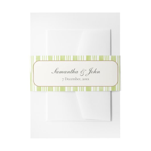 Citrus Lime Green Stripe Modern Wedding Uitnodigingen Wikkel (Voorkant Voorbeeld)