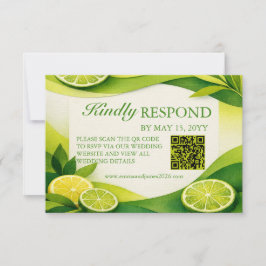 Citrus Lime Groene Huwelijks QR Code RSVP Kaartje
