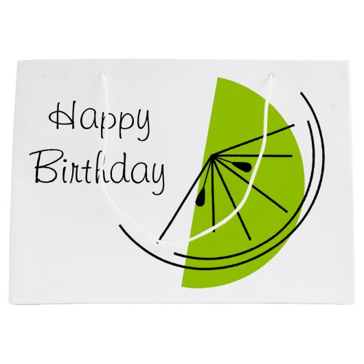 Citrus Lime Happy Birthday cadeautas grote (Voorkant)