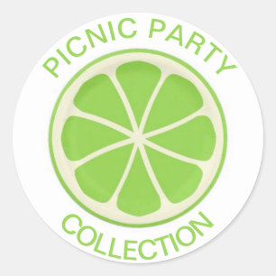 Citrus Lime Papier Picknick Feest Collectie Ronde Sticker