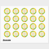 Citrus Limoen Bubbly Mod Stippen Zomer Bruiloft St Ronde Sticker (Vel)
