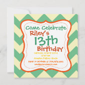 Citrus Limoen Chevron Birthday Party Kaart (Voorkant)