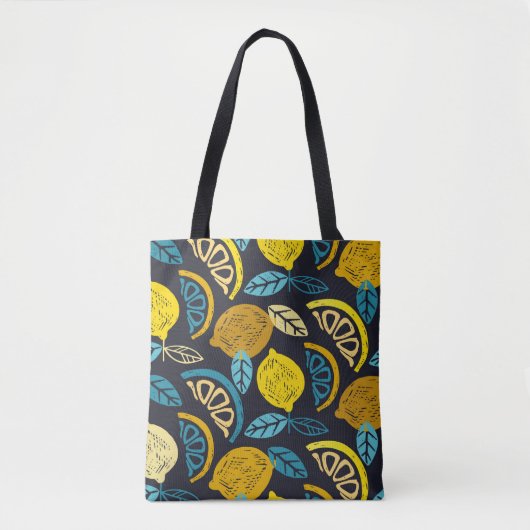 Citrus limoen lemon doedle hand getekend patroonpa tote bag (Voorkant)