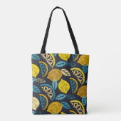 Citrus limoen lemon doedle hand getekend patroonpa tote bag (Achterkant)