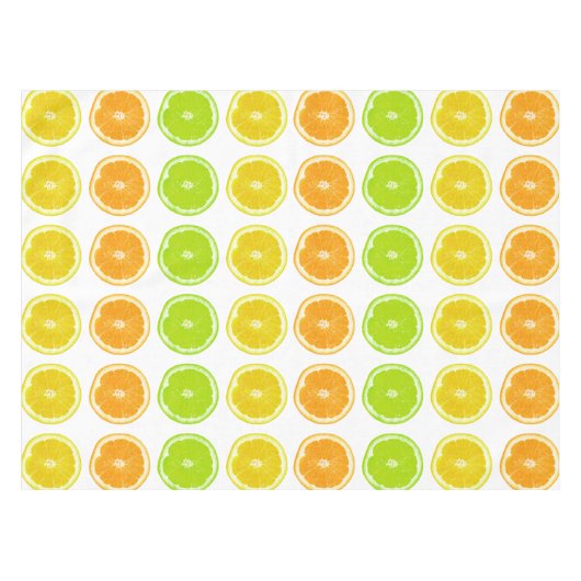 Citrus Limoen, Oranje en Lemon Polka Dot Slices Tafelkleed (Voorkant (Horizontaal))
