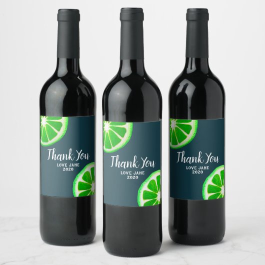Citrus limoen slice modern dank u cadeau wijn etiket (Flessen)