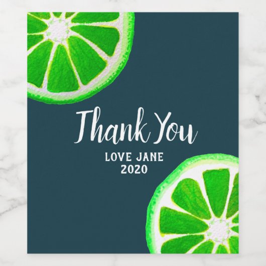Citrus limoen slice modern dank u cadeau wijn etiket (Enkel label)