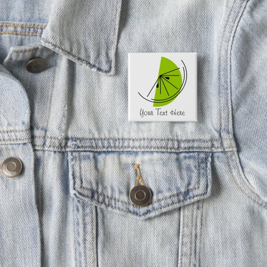 Citrus Limoen-tekstknop Vierkante Button 5,1 Cm (In situ)