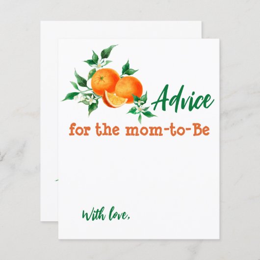 Citrus Little Cutie Baby shower Advice Game Kaart (Voorkant / Achterkant)