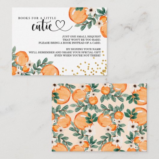 Citrus Little Cutie Baby shower Book Request Kaart (Voorkant / Achterkant)
