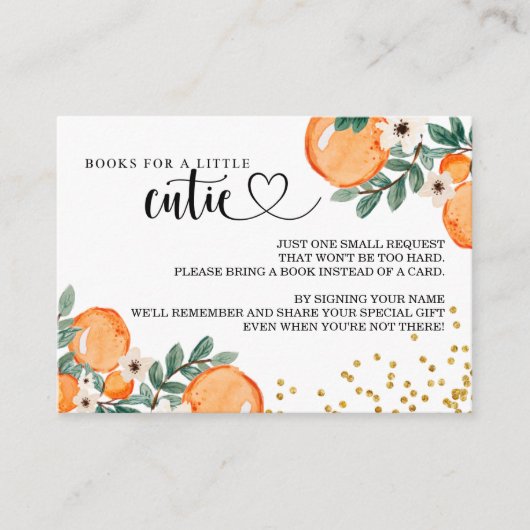 Citrus Little Cutie Baby shower Book Request Kaart (Voorkant)