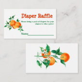 Citrus Little Cutie Baby shower Game Diaper Raffle Informatiekaartje (Voorkant / Achterkant)
