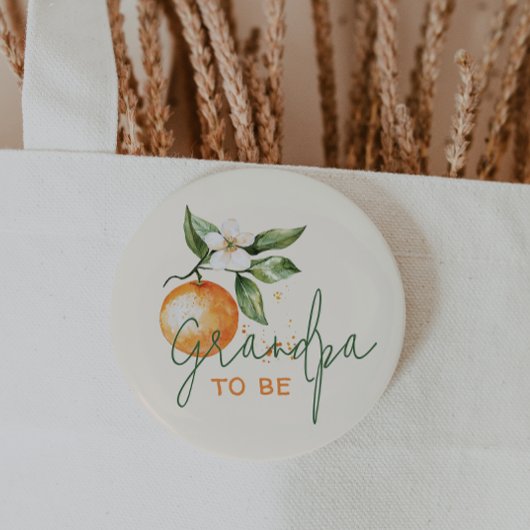 Citrus Little Cutie Baby Shower Grandpa To Be Ronde Button 5,7 Cm