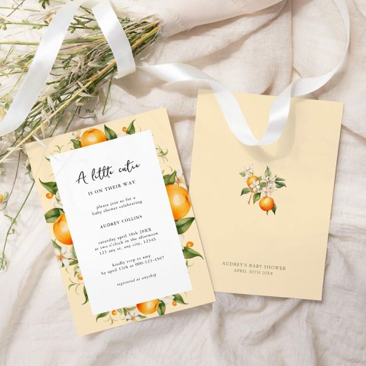 Citrus Little Cutie Baby shower Kaart