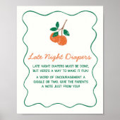 Citrus Little Cutie Baby shower Late Night Luiers Poster (Voorkant)