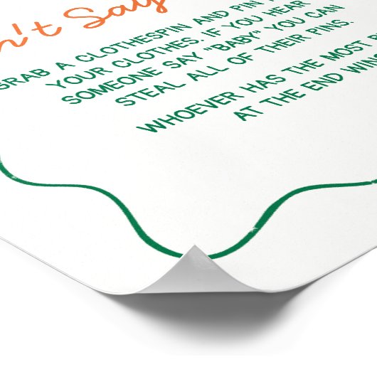 Citrus Little Cutie Baby shower Zeg geen Baby Poster (Hoek)