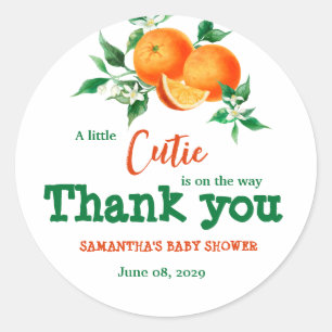 Citrus Little Cutie Botanical Oranje Baby shower C Ronde Sticker