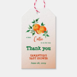Citrus Little Cutie Botanical Oranje Baby shower Cadeaulabel