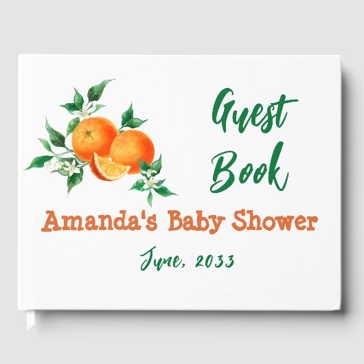 Citrus Little Cutie Gender Neutral Baby shower Gastenboek (Voorkant)