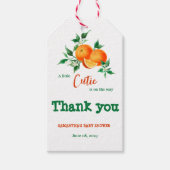 Citrus Little Cutie Greenery Oranje Baby shower Cadeaulabel (Voorkant)