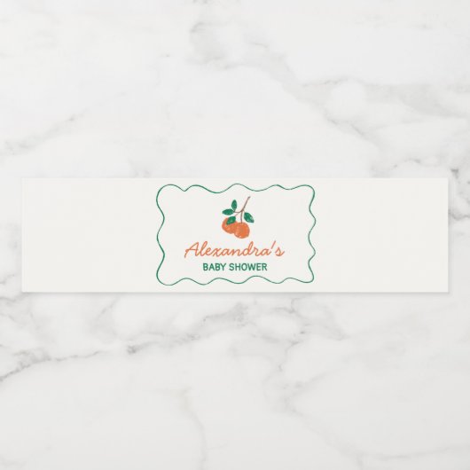 Citrus Little Cutie Modern Baby shower Waterfles Etiket (Enkel label)