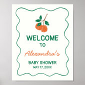 Citrus Little Cutie Modern Baby shower Welkom Poster (Voorkant)