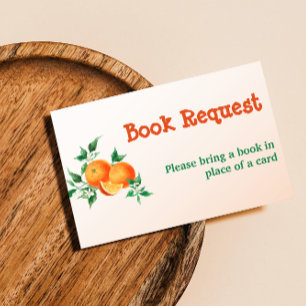 Citrus Little Cutie Oranje Baby shower Book Game Visitekaartje