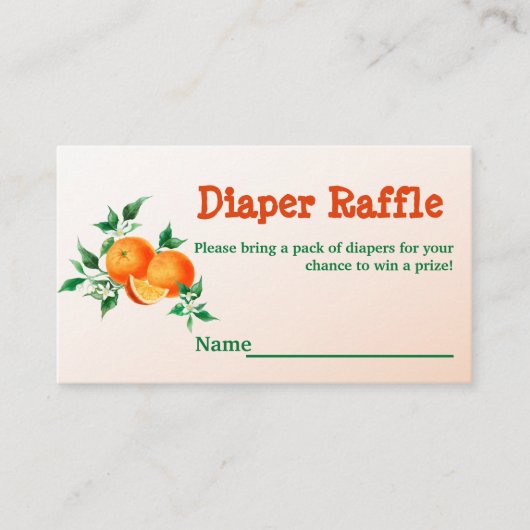 Citrus Little Cutie Oranje Baby shower Game Visitekaartje (Voorkant)