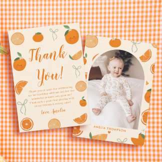 Citrus Little Cutie Verjaardagsfoto Bedankkaart