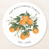 Citrus Love Botanical Oranje Greenery Ronde Kartonnen Onderzetter (Voorkant)