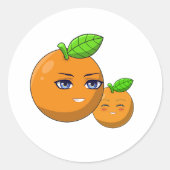 Citrus Love - liefhebbende oranje moeder en zoon Ronde Sticker (Voorkant)