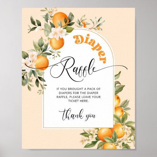 Citrus luier loterij cutie baby shower poster (Voorkant)