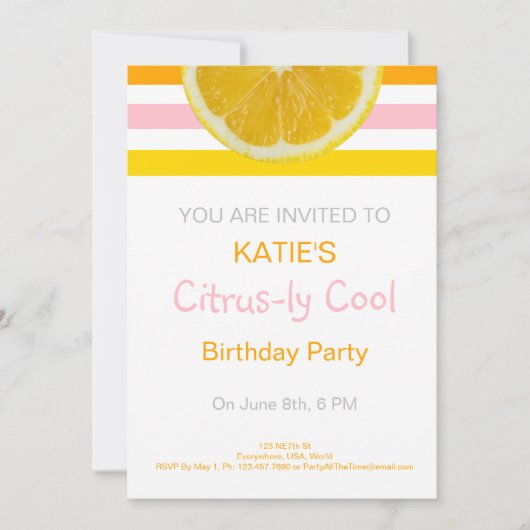 Citrus-ly Cool Birthday uitnodiging (Voorkant)