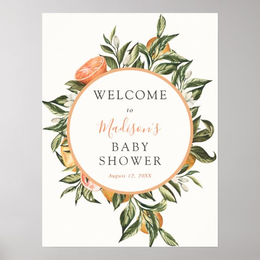 Citrus Main Squeeze Baby shower Welcome Sign Poster (Voorkant)