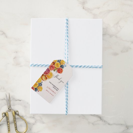 Citrus MAIN squeeze Bruidsfeest bedankje Cadeaulabel (Met Touw)