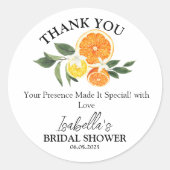 Citrus Main Squeeze Bruidsfeest Dank Je Ronde Sticker (Voorkant)