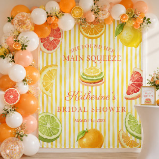 Citrus Main Squeeze Bruiloft Feest Achtergrond Wandkleed