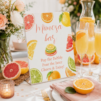 Citrus Main Squeeze Bruiloftsfeest Mimosa Bar Reclamebord Met Voetstuk