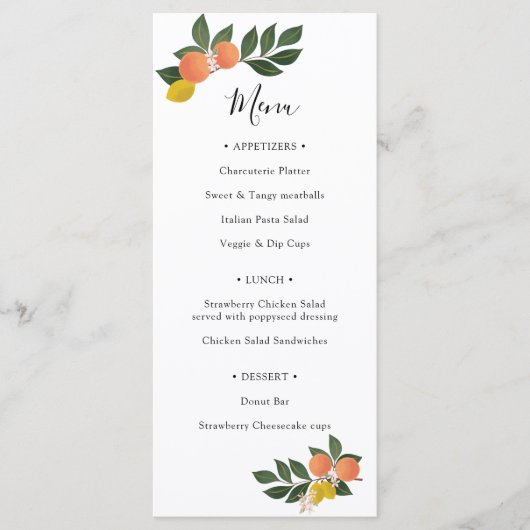 Citrus Main Squeeze Citroenen en Sinaasappels Douc Menu (Voorkant)