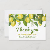 Citrus Main Squeeze Sweetie Lemon Baby shower Bedankkaart (Voorkant)