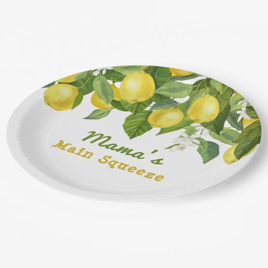 Citrus Main Squeeze Sweetie Lemon Baby shower Papieren Bordje (Gekanteld)