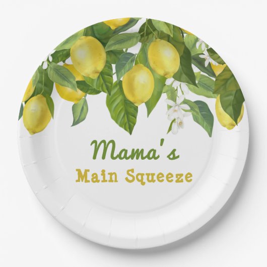 Citrus Main Squeeze Sweetie Lemon Baby shower Papieren Bordje (Voorkant)
