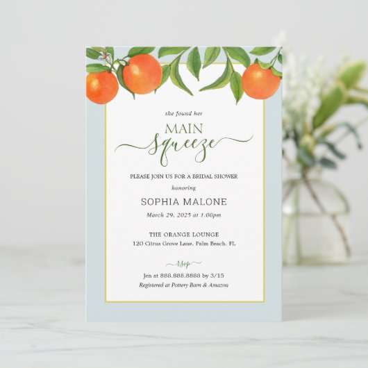 Citrus Main squeeze Vrijgezellenfeest Kaart (Staand voorkant)