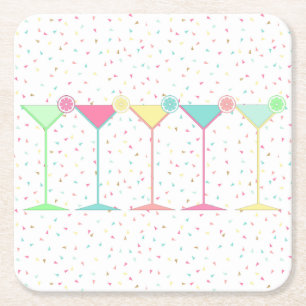 Citrus Martini Cocktail Confetti Feest Viering Kartonnen Onderzetters