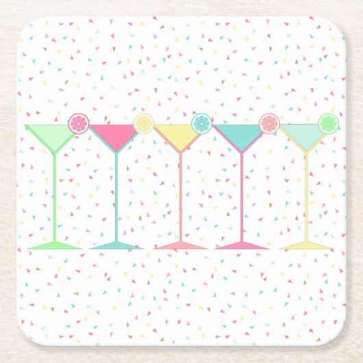 Citrus Martini Cocktail Confetti Feest Viering Kartonnen Onderzetters (Voorkant)