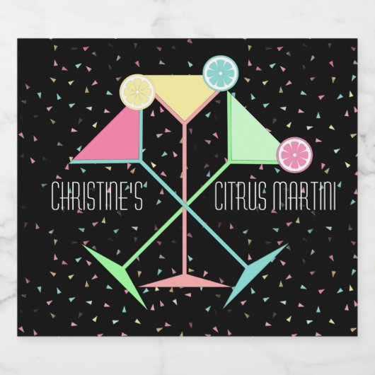 Citrus Martini Cocktail Feest Bachelorette Likeurfles Etiket (Enkel label)